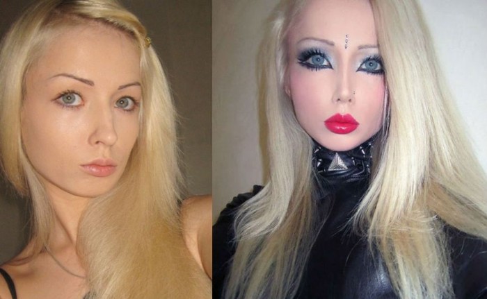 Lukyanova Valeria bago at pagkatapos ng mga plastik. Larawan ng batang babae na si Barbie (Amatue) sa Instagram, Vkontakte