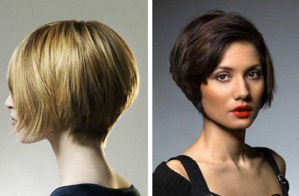 Cắt tóc bất đối xứng thời trang dành cho tóc ngắn. Các mặt hàng mới 2020, ảnh, chế độ xem mặt trước và mặt sau