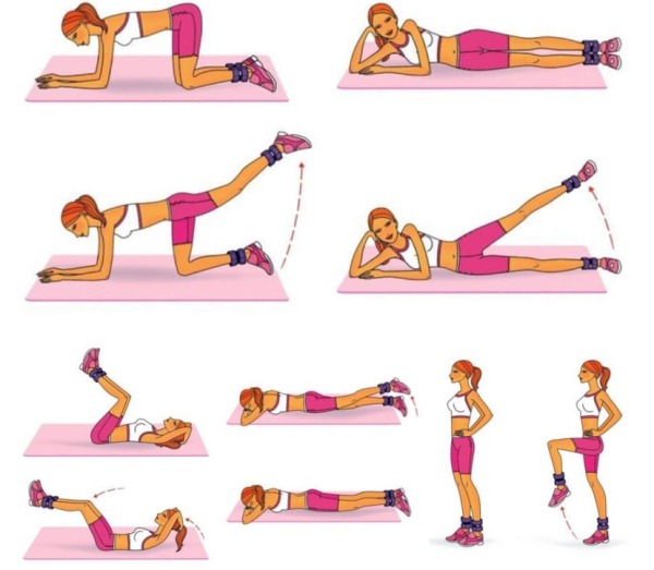 Bài tập cho bạn nữ với tạ giảm béo chân, mông và hông. Tập luyện tại nhà